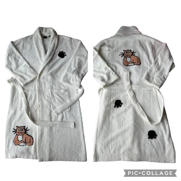 Terry Town White cozy Cat Bathrobe size one size - medium - Picture 1 of 16